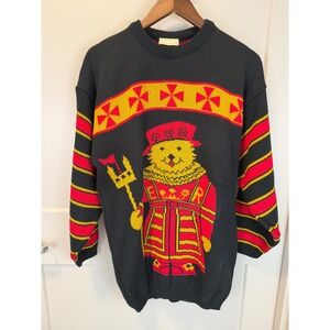 Rare Vintage Royal Guard London Bear Sweater Made in England Size Small Travel